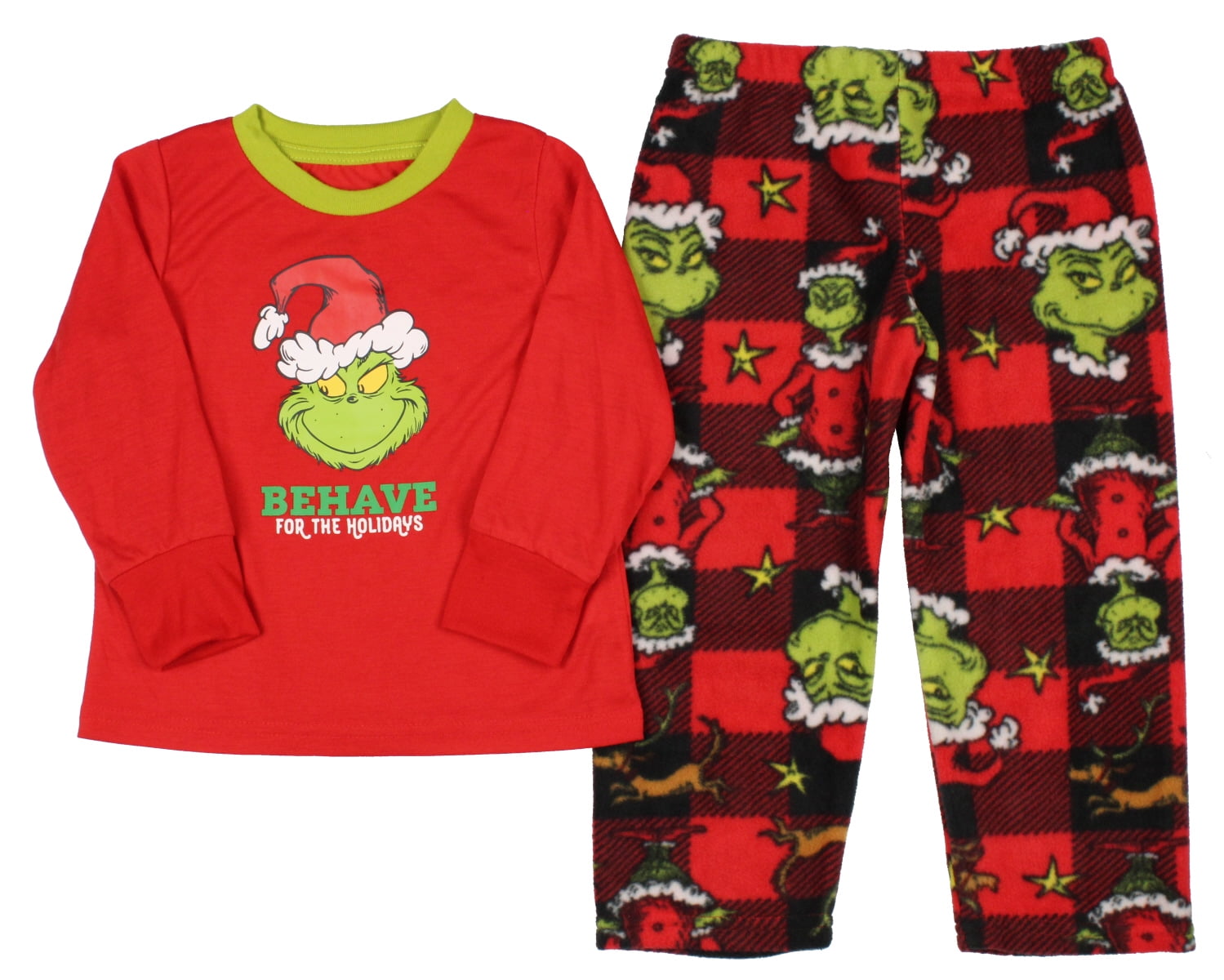 Dr. Seuss Dr. Seuss Boys' The Grinch Behave Fleece Pajama Sleep Set