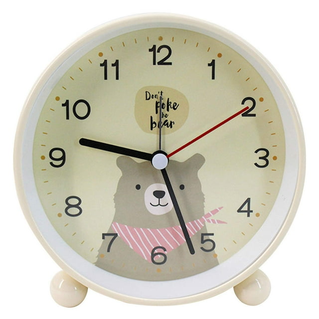 Reloj despertador analógico de cuarzo con dibujos de animales, redondo, silencioso, luz nocturna, para escritorio, oficina, dormitorio