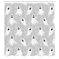 thumbnail image 3 of Ambesonne Halloween Shower Curtain, Boo Ghost and Spiders, 69"Wx84"L, Grey White, 3 of 5