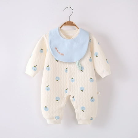 

Yidarton Fall/winter New Children s Clothing Baby Warm Jumpsuit Newborn Ha Clothes Baby Newborn Boneless Clip Silk Climbing Clothing Light Blue 73cm