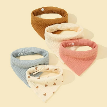 

5PCS Baby Bibs Thick Handkerchief Kids Feeding Burp Cloth Nursery Room Supply