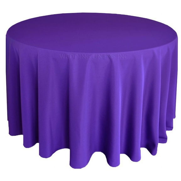 Wedding Linens Inc. 120'' Round Premium(200 GSM) Polyester Linen Tablecloth - Regency Purple