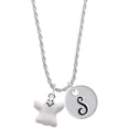 thumbnail image 1 of Delight Jewelry Silvertone White Ghost Silvertone Script Initial Disc - S - Charm Necklace, 20"+3", 1 of 4