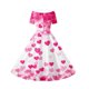 thumbnail image 4 of Vestido de manga corta con cuello en V para niña, estampado de manga corta, falda con cuello doblado y cintura mediana y grande, de poliéster., 4 of 6