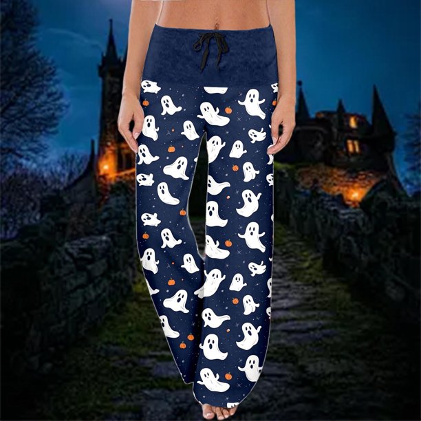 WILLBEST Pantalones Casuales elegantes para Mujer para Cualquier Ocasión: Cómodos Pantalones con Estampado de Halloween para Uso Diario y para Renovar Tu Guardarropa de Otoño. Extra Grande