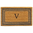 thumbnail image 1 of Calloway Mills 153021830V 18 x 30 in. Periwinkle Border Monogram Rectangular Doormat, Natural - Letter V, 1 of 1