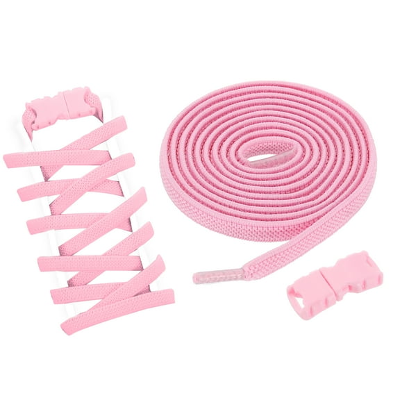 4 Pack Elastic Tieless Shoe Laces No Tie Flat Shoelaces Stretch Shoes Strings for Adults Sneakers, Pink