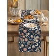 thumbnail image 2 of Retro Ocean Starfish Conch Shell on Blue Table Runner 13x72in Non-Slip Cotton Linen Table Runners, Summer Creature Dresser Scarves TableRunner for Dinner Kitchen Dining Wedding Party, 2 of 9