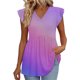 thumbnail image 2 of Craaazy Womens Loose Fit V-Neck Ruffle Sleeve Shirt with Polka Dot Ombre Plaid Prints for Spring and Summer Layering Gifts, 2 of 9