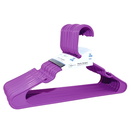 Mainstays Plastic Notched Adult Clothes Hangers, Orchid Crush, 18 Count