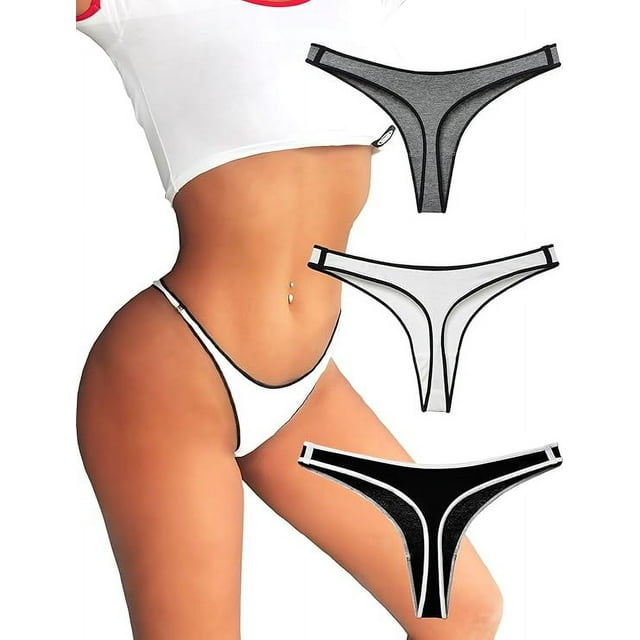 XmhyTop Pack de 3 tangas mujer algodón, sin costuras, transpirables y diseño atractivo,Talla L Multicolor B