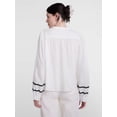 thumbnail image 4 of Scenario Women's and Women's Plus Quilted Detail Long Sleeve Top, Sizes XS-4X, 4 of 7