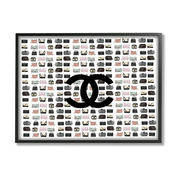 Stupell Industries Fashion Brand Glam Purses Graphic Art Black Framed Art Print Wall Art, Design by Amelia Noyes