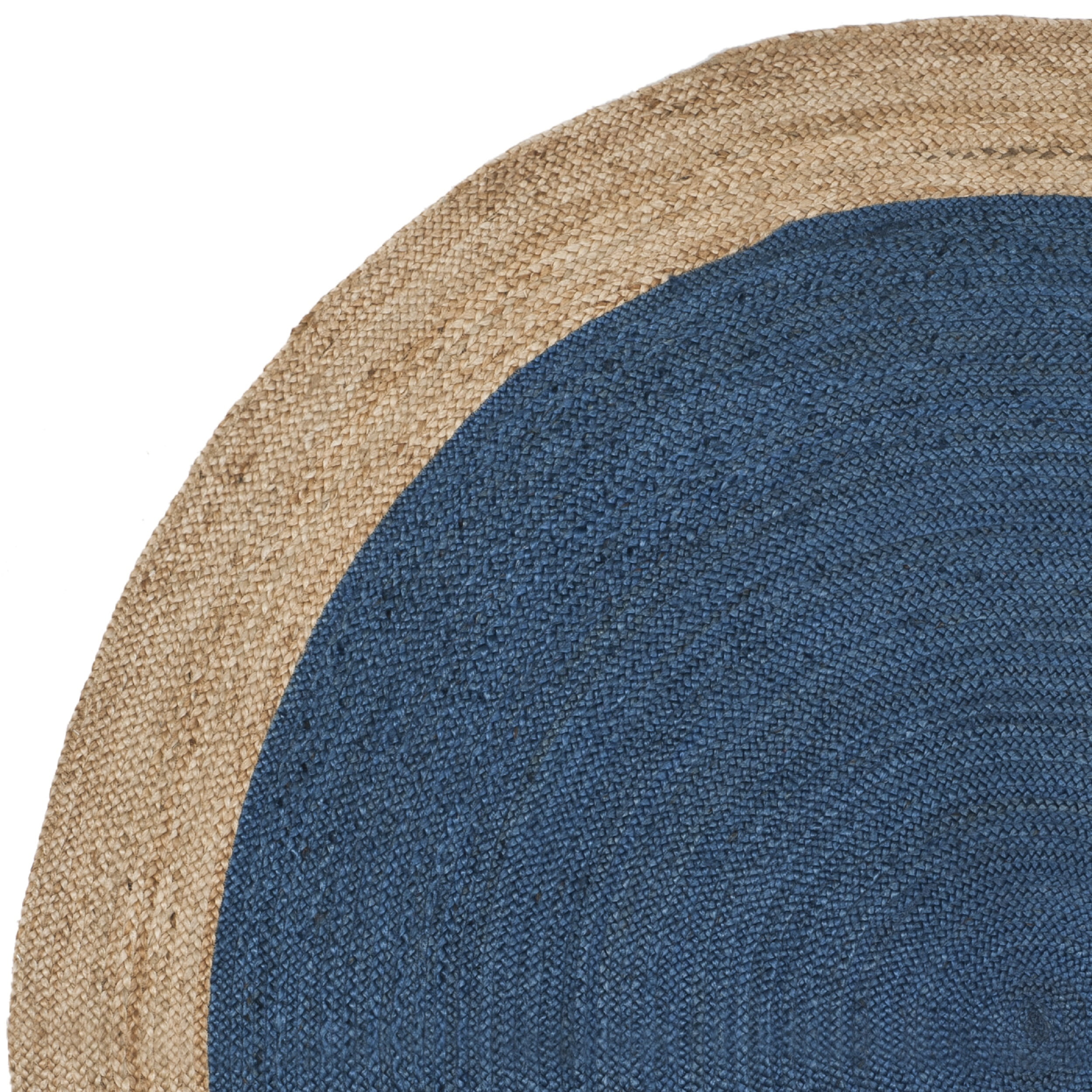 SAFAVIEH Natural Fiber Cebrail Braided Jute Area Rug, Royal Blue/Natural, 7' x 7' Round