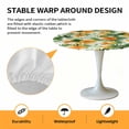 thumbnail image 6 of Tropical Plants Orange Flowers Elastic Fitted Round Table Cover Leaf Floral Waterproof Outdoor Tablecloth for Holiday Party, Picnic, Patio & Dining Fits Tables Up to 55"-60", 6 of 8