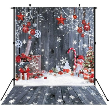 8×10ft Christmas Wood Wall Photography Banner Backdrop Winter Holiday Snowflake Xmas Tree Wood Floor Background Party Supplies Decor Photoshoot Studio Booth Props