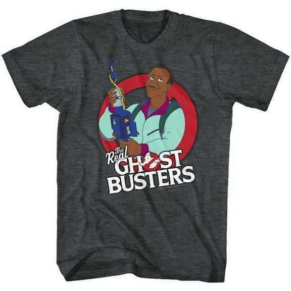 The Real Ghostbusters Winston Black Heather Adult T-Shirt 4Xl