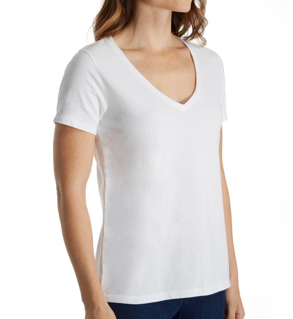 BO1438 Three Dots Sanded Jersey Cotton Short Sleeve V-Neck Tee