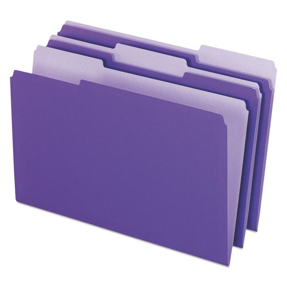 Pendaflex Interior File Folders, 1/3-Cut Tabs, Legal Size, Violet, 100/Box (435013VIO)