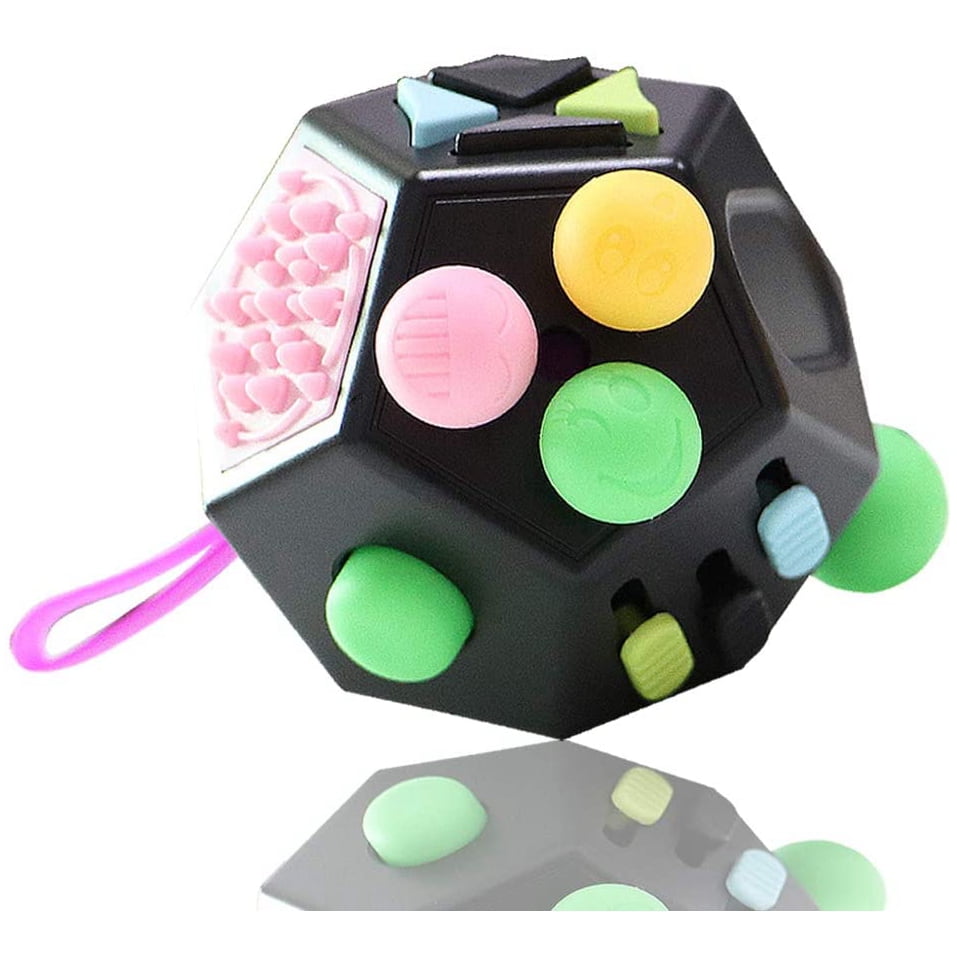 12 Sided Fidget Cube, Fidget Toy for Children Adults, Stress and Anxiety Relief Depression Anti for All Ages with ADHD ADD OCD Autism (Black) - Walmart.com