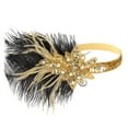 thumbnail image 2 of Black Feather Headband for Women Elastic Band Flapper Headband Black Headpiece Rhinestone Hair Band Cocktail Head Accessories 1 PC Headband 1920s, 2 of 4
