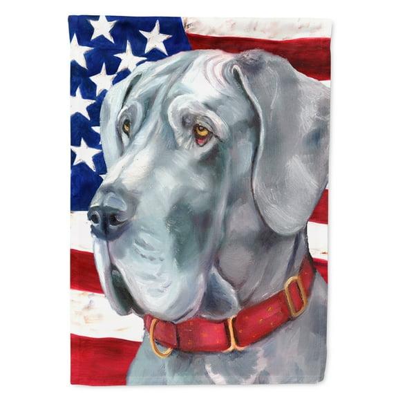 Carolines Treasures LH9542CHF Great Dane USA Patriotic American Flag House Flag House Size multicolor