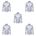 thumbnail image 3 of Guardurnaity Camisa transpirable para hombre Satén con mangas largas - Trabajo Boda o hogar Camisa para hombre Manga larga formal Grande gris Type2 NO2, 3 of 6