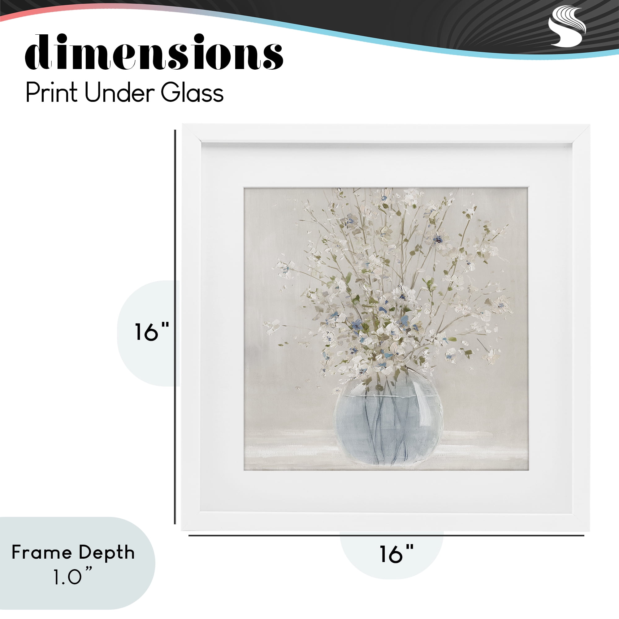 Stupell Industries Serene Glass Vase Bouquet White Framed Print Under Glass, design by Carol Robinson