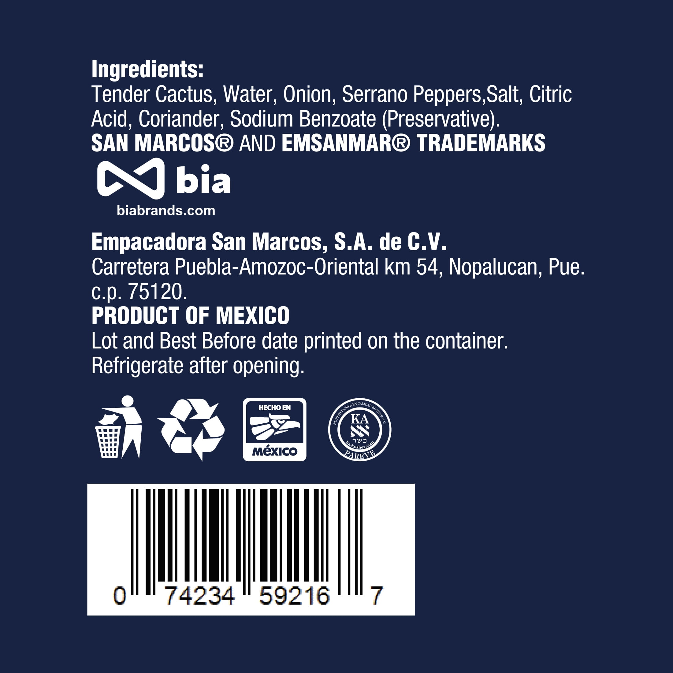 San Marcos Natural Tender Cactus 29oz Shelf Stable Jar