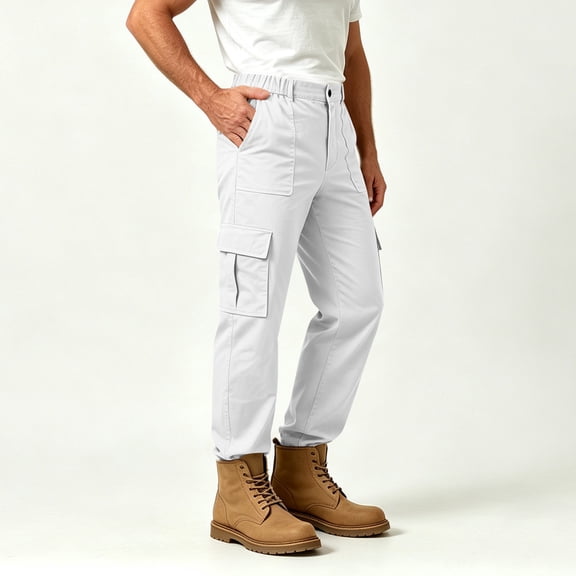 Zormilly Men's Cargo Pants Elastic Waist Quick Dry Hiking Pants with 4 Pockets Casual Outdoor Work Pants, S-3XL