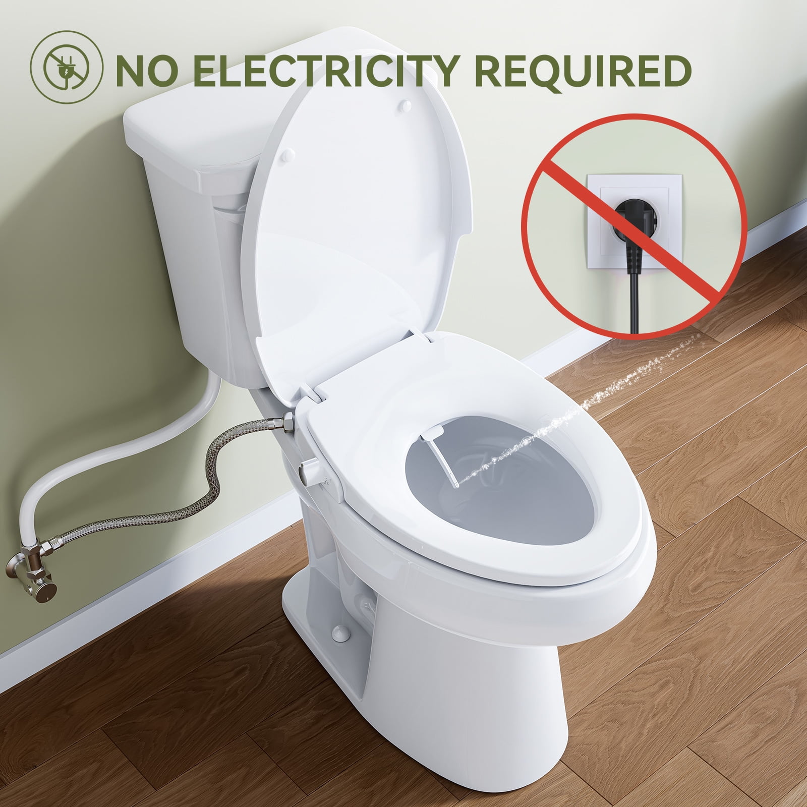 HOROW 15.24 in x 19.41 in Toilet Seat Bidet Non-Electric Bidet Toilet Seats Elongated White with Adjustable 4 Pack