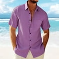 thumbnail image 2 of YOIAVAIOY Hawaiian Shirt for Men Button Down Short Sleeve Shirts Lightweight Casual Summer Beach Shirts Purple M, 2 of 6