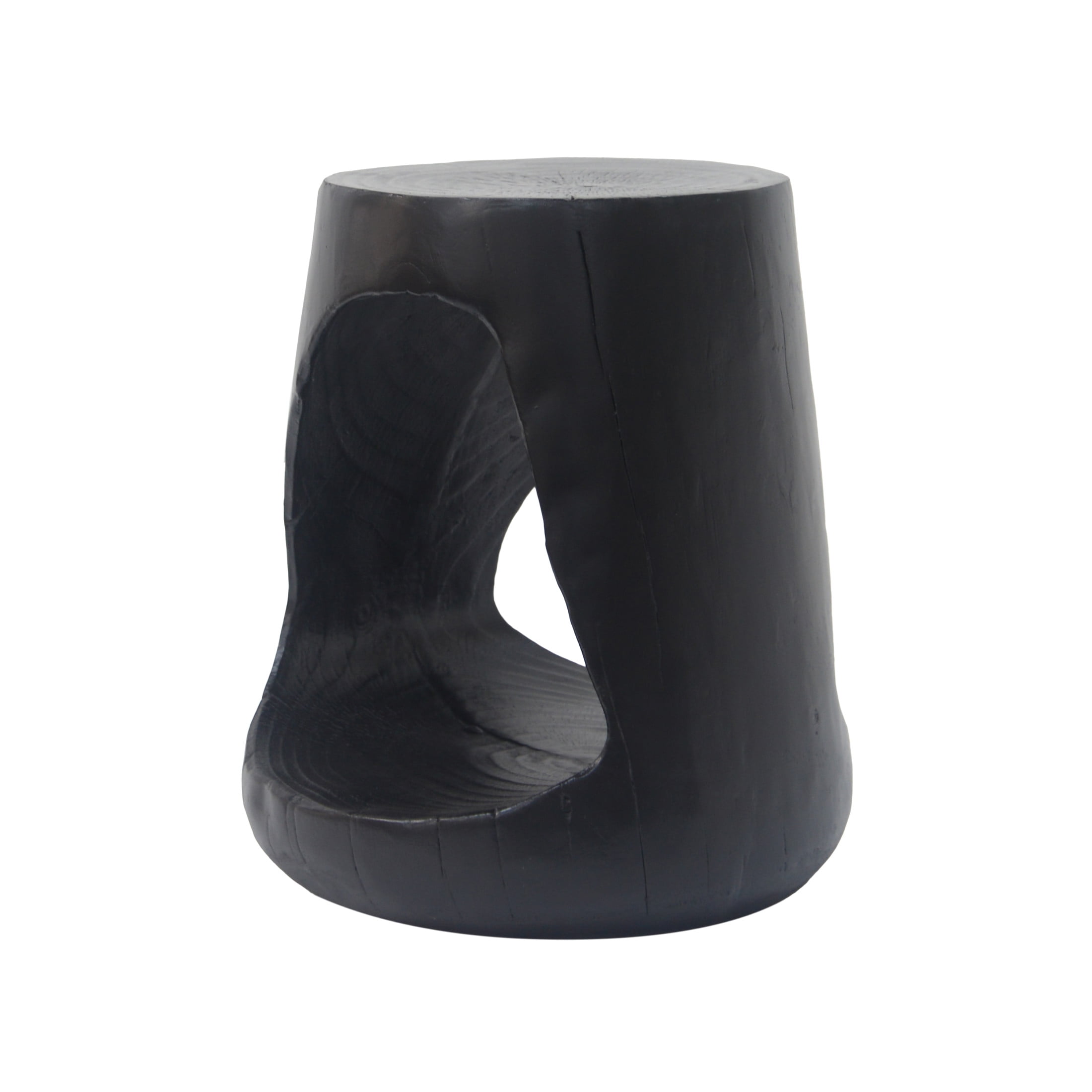 Christopher Knight Home 16.7" Natural Wood Grain Round Hollow MGO Outdoor Side Table with Wide Base, Black