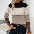 thumbnail image 5 of Lightweight Sweaters For Women Sevevn Women's Mock Neck Color Block Long Sleeve Pullover Sweater, 5 of 6