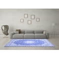 thumbnail image 3 of Ahgly Company Machine Washable Indoor Round Medallion Blue Traditional Area Rugs, 3' Round, 3 of 4