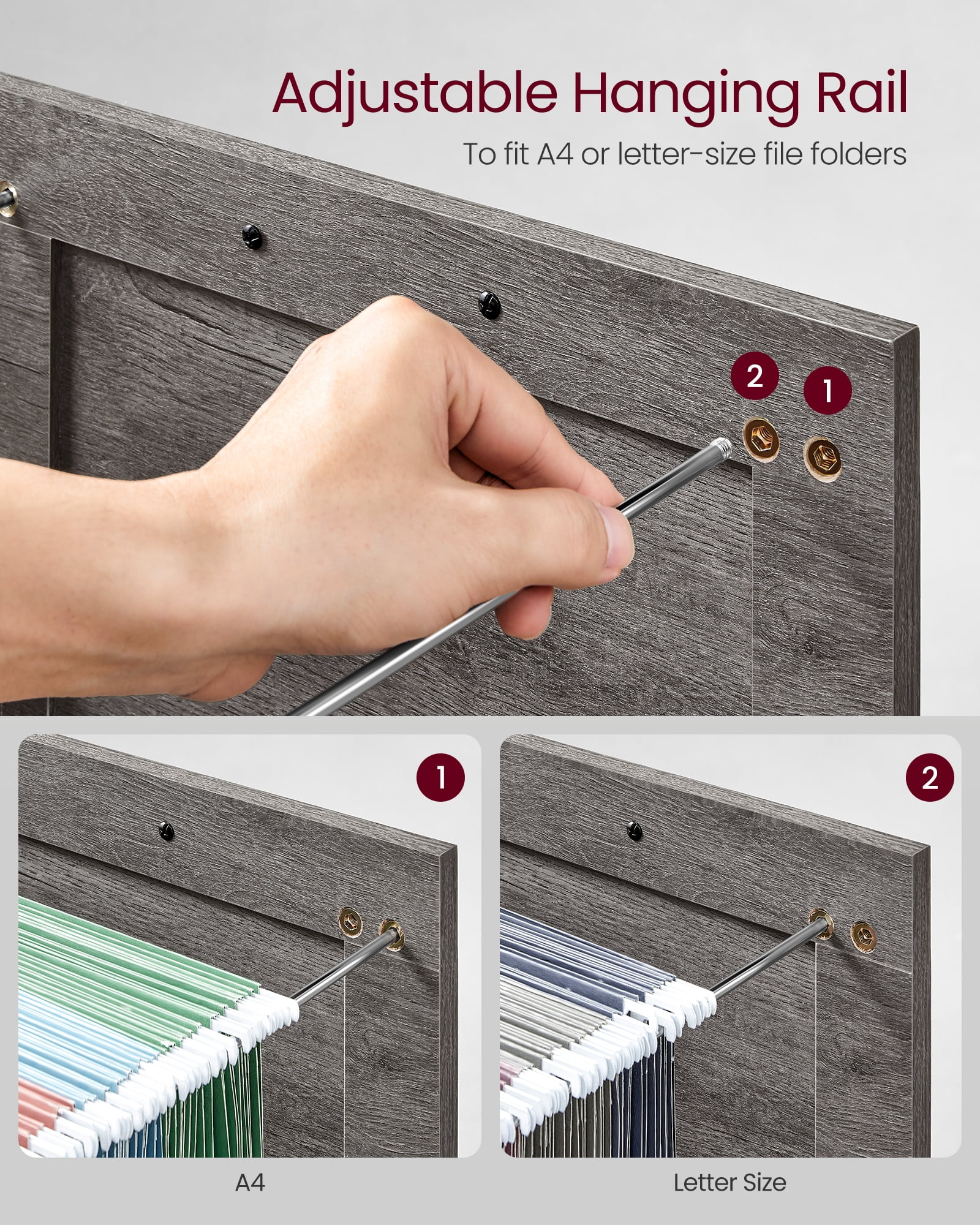 File Cabinet, 15.7"D x 17.7"W Filing Cabinet with 3 Drawers, Printer Stand for Home Office, Gray