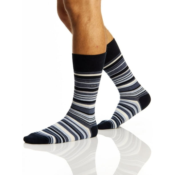 Calvin Klein Men's Barcode Multi Stripe Crew Socks, Navy/Pale Denim, Large Calvin Klein Men's Barcode Multi Stripe Crew Socks, Navy/Pale Denim, Large