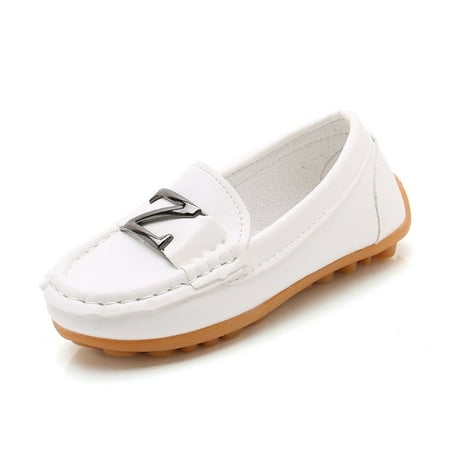 Baby Boys Leather Shoes Children Loafers Slip-on Soft Leather Kids Flats Fashion Letter Design Candy For Toddlers Big Boys