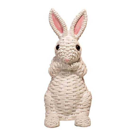 JHEHF Rattan Resin Rabbit Easter Decor Farmhouse Tabletop Ornaments for Spring Easter Home Party Tiered Tray Table Centerpiece Decoration