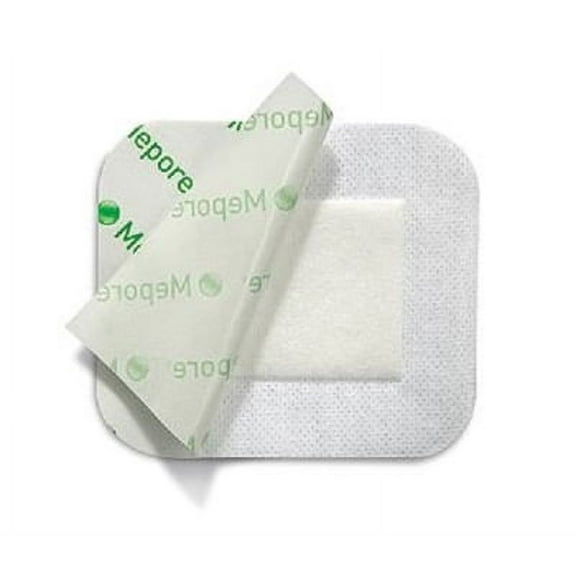 Mepore - Adhesive Dressing Mepore - 2.4 X 2.8 Inch Nonwoven Spunlace Polyester Rectangle White Sterile - 60/Box