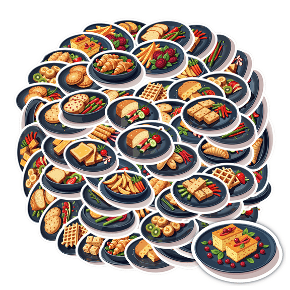 Food Kids Stickers Toy Meal School Supplies Cuisine Stationery Stickers PVC Sticker for Luggage Phone