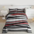 thumbnail image 2 of Homewish Stripe Line Pattern Bedding Comforter Set,Modern Abstract Geometric Twin Comforter Sets,Gray Red White Bedding Set For Girl Teens,Breathable Home Decor Reversible,2-Piece, 2 of 8