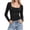 A-Black, variant on Polka Dot Long Sleeve Tops for Women Square Neck Slim Fitted Stretchy Fabric Casual Layering Tops