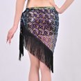 thumbnail image 7 of Xfvqtps Woman Sequin Dance Skirt Tassel Triangular Belt Belly Dancing Waist Towel Waist Chain Hip Towel Performance Skirt Purple, 7 of 7