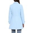 thumbnail image 4 of INSPIRE CHIC Women's Classic Single Breasted Winter Long Trenchcoat with Pockets S Sky Blue, 4 of 7