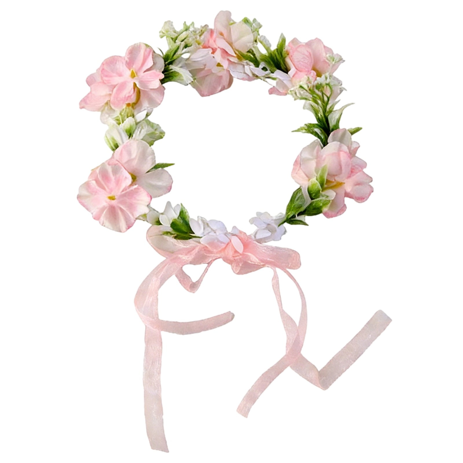 Pink Pet Flower Collar Adjustable Decorative Wreath for Dogs Cats Simulation Floral Headband Wedding Party Photo Props Soft Fabric Lightweight Garland 18.1 in / 46 cm