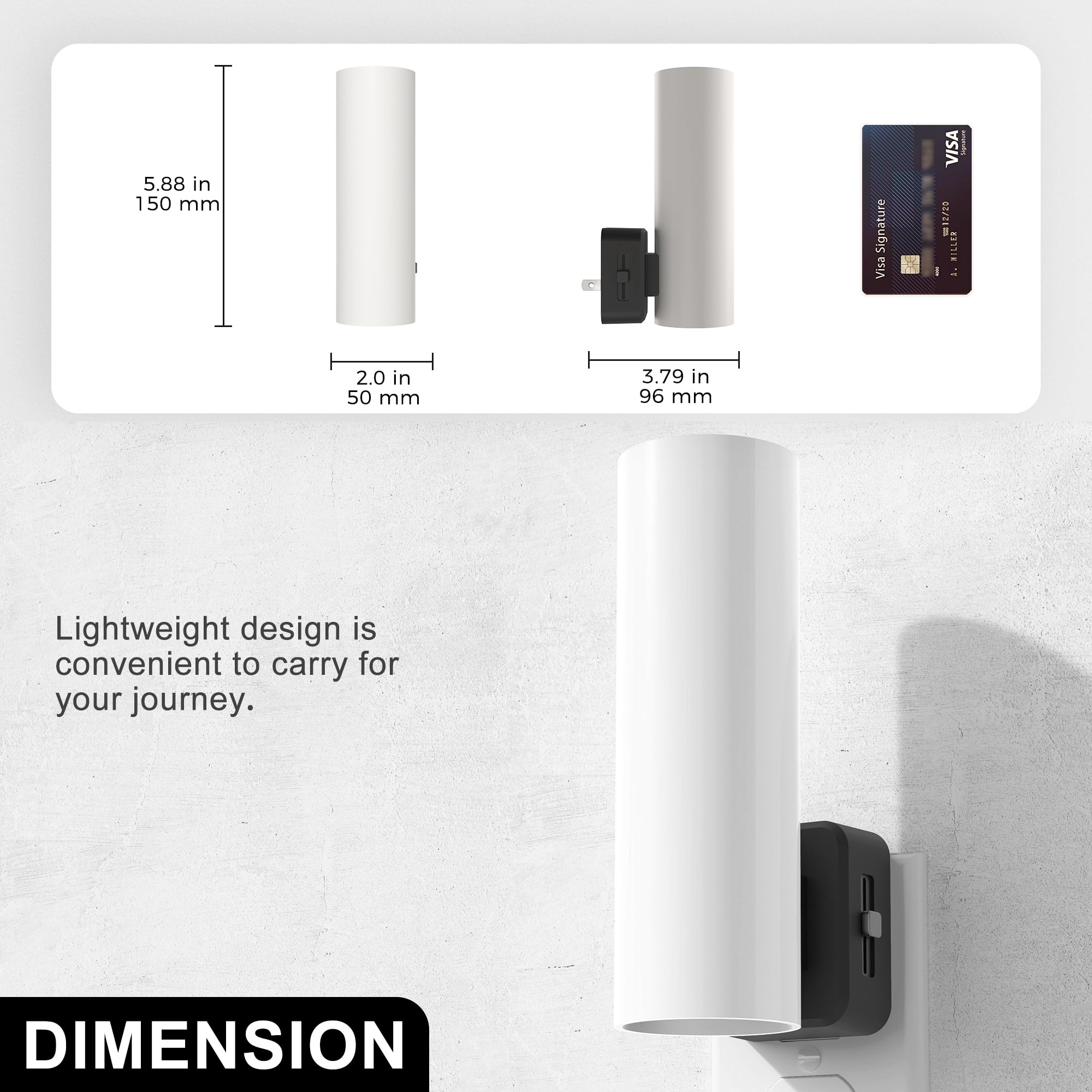 YANSUN 2 Pcs  Warm White 3000K Decorative Perforated Cylinder Shade Night Light, Plug in Dimmable with Dusk to Dawn Sensor