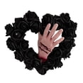 thumbnail image 1 of Corona de rosas negras con mano ensangrentada para Halloween, decoración de fiesta, accesorio para fotos, corona de puerta espeluznante para pared de, 1 of 8
