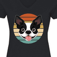 thumbnail image 4 of Inktastic Boston Terrier Dog Retro Sunset Women's V-Neck T-Shirt, 4 of 5