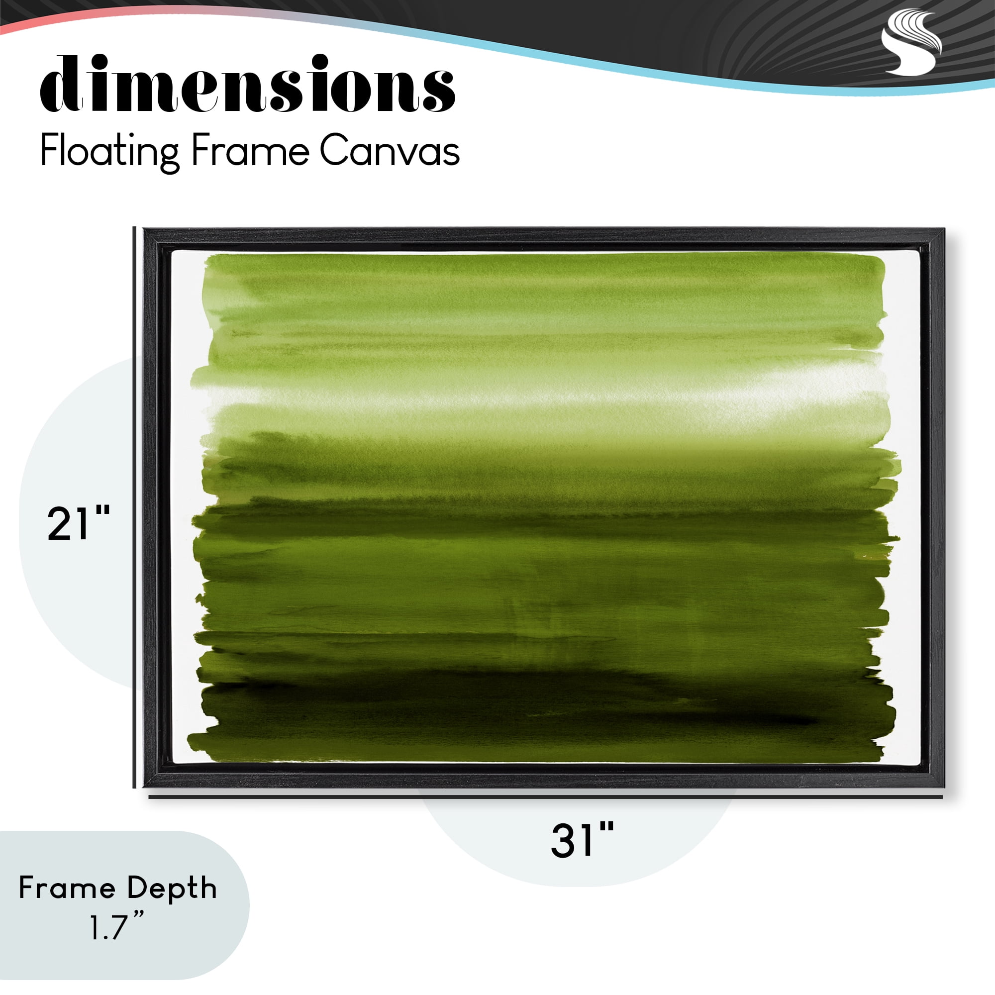 Stupell Industries Ombre Green Gradient Black Framed Floater Canvas Wall Art, design by Allie Corbin